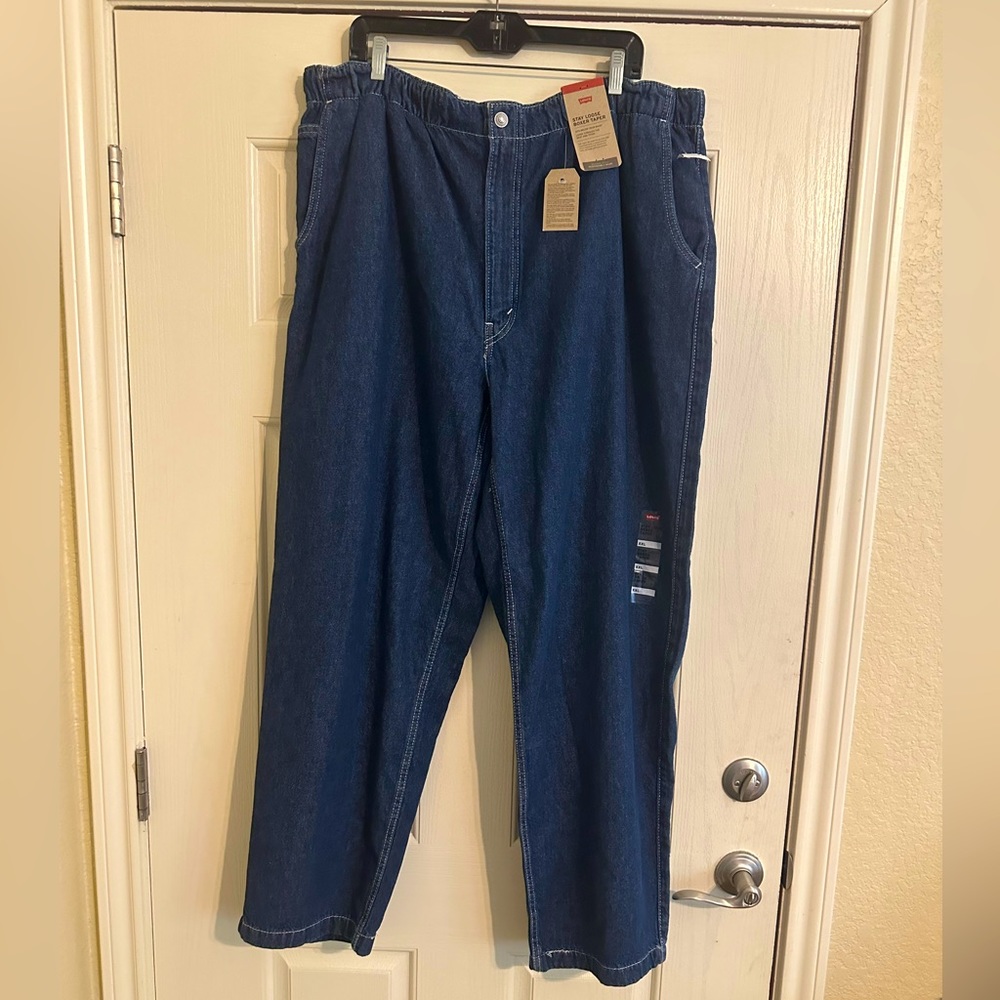 Levi’s boxer stay loose taper blue jeans with elastic waist (nwt)